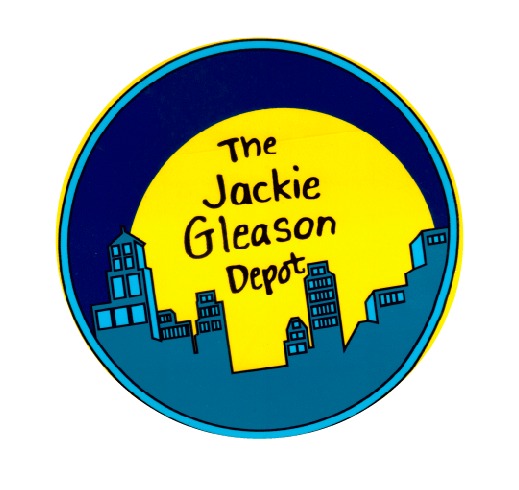 Circular The Jackie Gleason Depot logo sign with yellow sun and city skyline